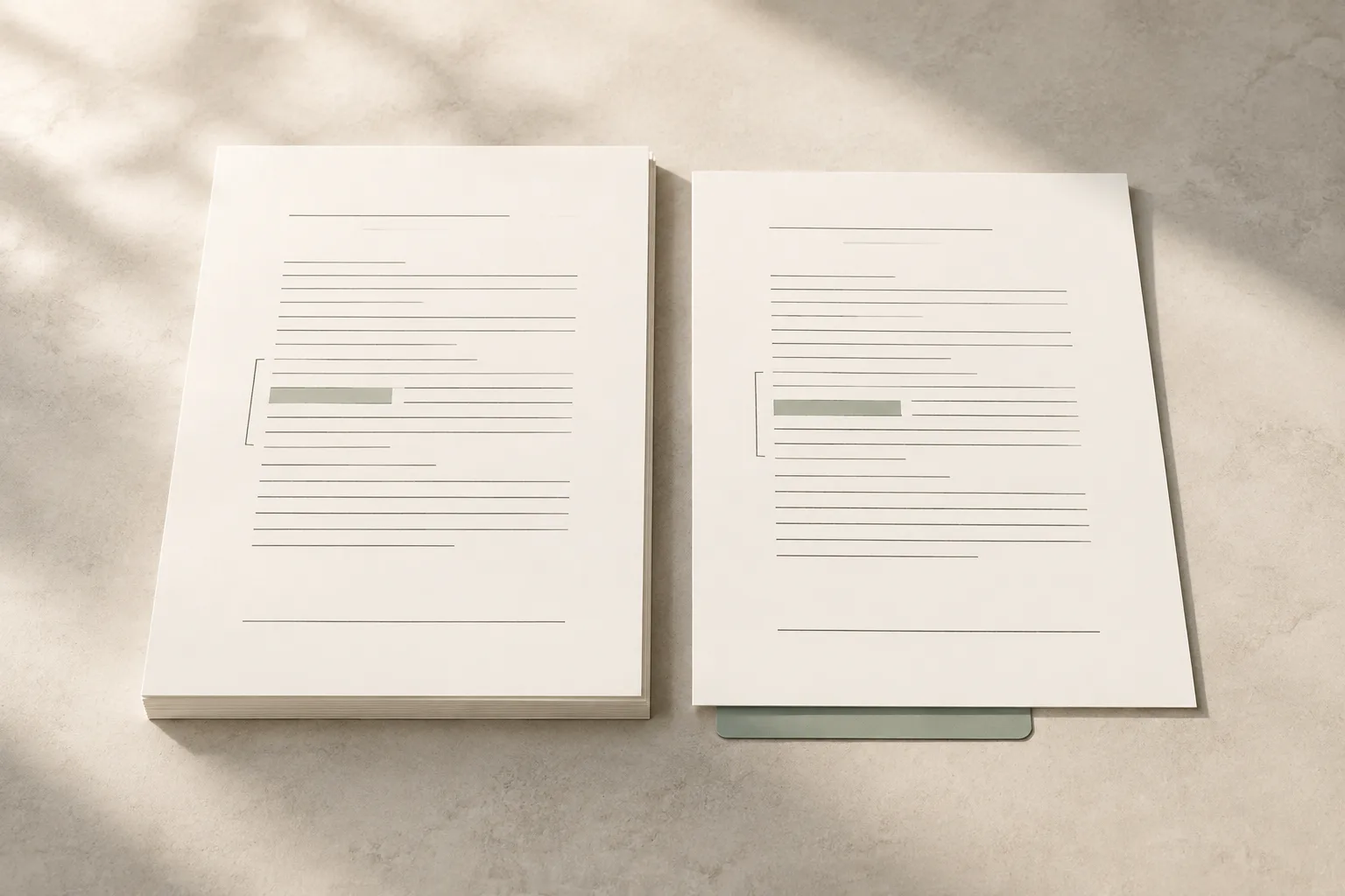 Two legal documents with corresponding passages marked for comparison