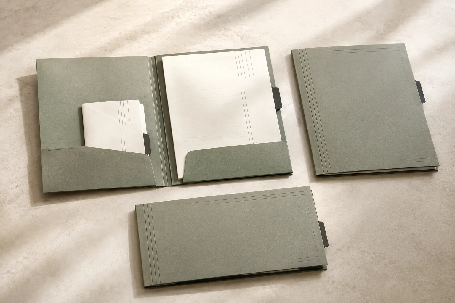 Organized sage case folders holding matter documents and correspondence